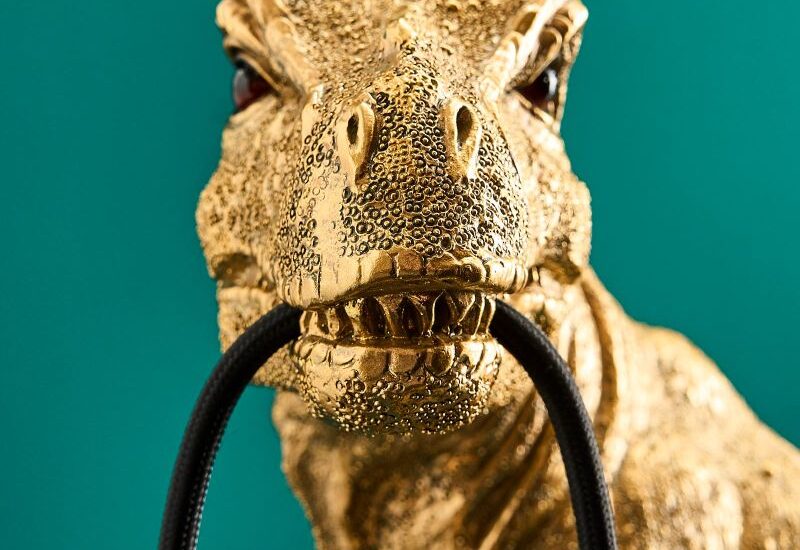 Tischleuchte Dinosaurier Rexy, gold