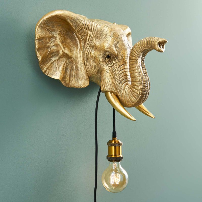 Wandleuchte Elefant Jumbo in Gold von Werner Voß